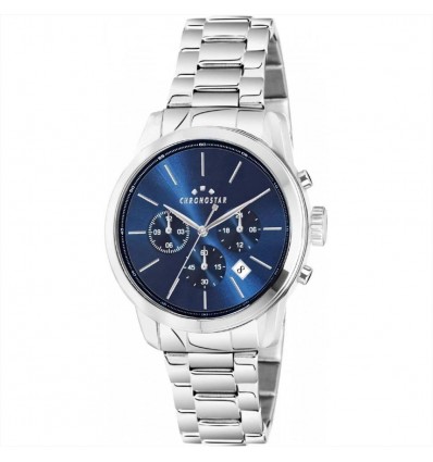 CHRONOSTAR URANO OROLOGIO UOMO CRONO SFONDO BLU BRACCIALATO ACCIAIO