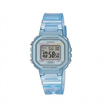 CASIO BAMBINO DIGITALE SFONDO AZZURRO CINTURINO IN RESINA TRASPARENTE