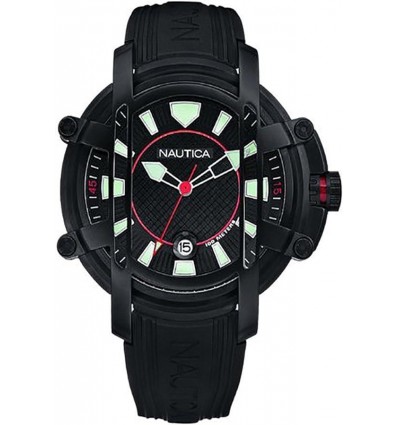 NAUTICA OROLOGIO TEMPO E DATA SFONDO NERO CINTURINO GOMMA NERA