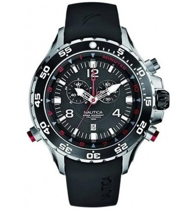 NAUTICA NST YACHTIMER OROLOGIO CRONO SFONDO NERO CINTURINO GOMMA NERA