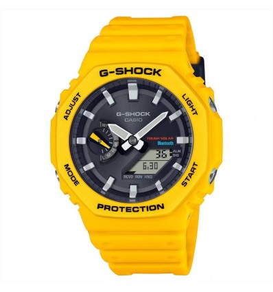 CASIO G-SHOCK OROLOGIO DIGITALE ANALOGICO BLUETHOOTH E SOLARE CASSA E CINTURINO RESINA GIALLA RIFERIMENTI GRIGI