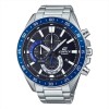 CASIO EDIFICE CRONO SFONDO NERO RIFERIMENTI BLU BRACCIALATO ACCIAIO